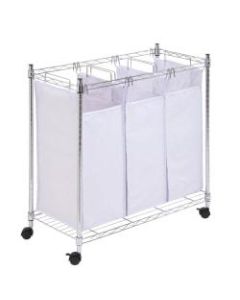 Honey-Can-Do Rolling Urban Triple Sorter, White/Chrome