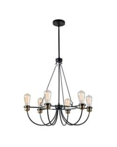 Kenroy Home Damien 6-Light Chandelier, Antique Brass Shade/Black Base