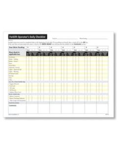ComplyRight Forklift Operators Daily Checklist Sheets, 8 1/2in x 11in, White, Pack Of 50
