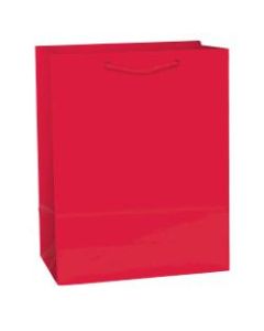 Amscan Glossy Medium Gift Bags, 9-1/2inH x 7-3/4inW x 4-1/2inD, Apple Red, Pack Of 10 Bags