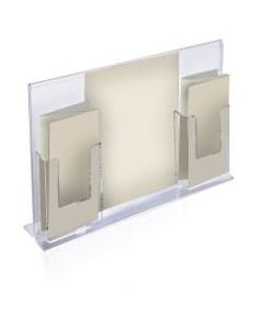 Azar Displays Double-Foot Sign Holders, With 2 Trifold Pockets, 11inH x 18inW x 4 5/8inD, Clear, Pack Of 2 Holders
