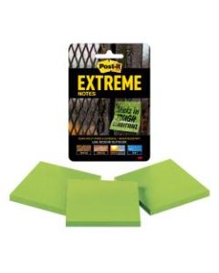 Post-it Notes Extreme Notes, 3in x 3in, Green, Pack Of 3 Pads