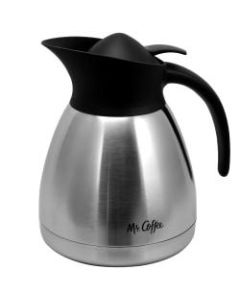 Mr. Coffee Cache 48 Oz Double-Wall Vacuum-Sealed Coffee Pot, Black/Silver