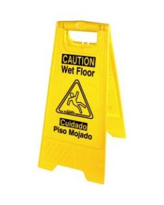 Genuine Joe Universal Graphic Wet Floor Sign - 1 Each - Wet Floor Print/Message - Foldable - Yellow