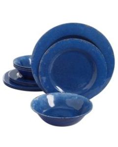 Gibson Studio California Mauna 12-Piece Dinnerware Set, Cobalt Blue