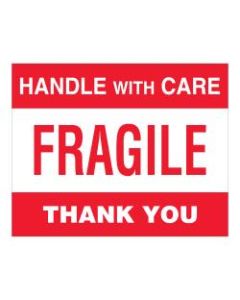 Tape Logic Pallet Protection Labels, "Fragile Handle With Care", Rectangular, DL1637, 8in x 10in, Red/White, Roll Of 250 Labels