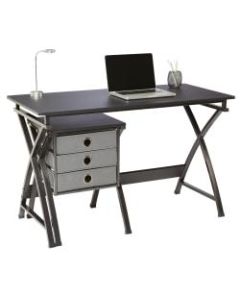 Brenton Studio X-Cross 48inW Computer Desk With File Cabinet, Black