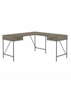 kathy ireland Home by Bush Furniture Ironworks 60inW L-Shaped Writing Desk With Drawers, Restored Gray, Standard Delivery