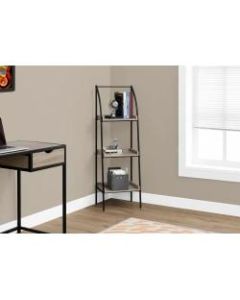 Monarch Specialties 3-Shelf Backless Metal Bookcase, Dark Taupe/Black