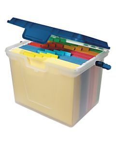 Office Depot Brand Portable File Box, 10 11/16inH x 14 11/16inW x 10 3/8inD, Clear/Navy