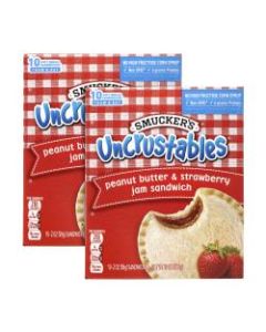 Smuckers Uncrustables Peanut Butter & Strawberry Sandwiches, 2 Oz, 10 Sandwiches Per Box, Pack Of 2 Boxes