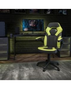 Flash Furniture X10 Ergonomic LeatherSoft High-Back Racing Gaming Chair With Flip-Up Arms, Neon Green/Black