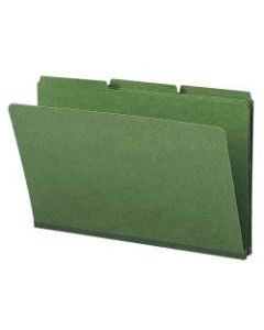 Smead 1/3-Cut Color Pressboard Tab Folders, Legal Size, 50% Recycled, Green, Box Of 25