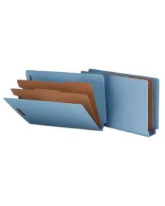 Smead End-Tab Classification Folders, 2in Expansion, 2 Dividers, 8 1/2in x 14in, Legal, 50% Recycled, Blue, Box of 10