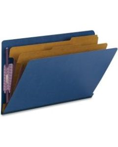 Smead End-Tab Classification Folders, 2in Expansion, 2 Dividers, 8 1/2in x 14in, Legal, 50% Recycled, Dark Blue, Box of 10