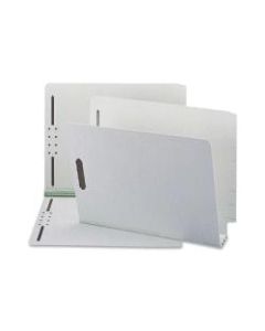 Smead Pressboard End-Tab Folders With SafeSHIELD Fasteners, Straight-Cut, 3in Expansion, Letter Size, 60% Recycled, Gray/Green, Box Of 25