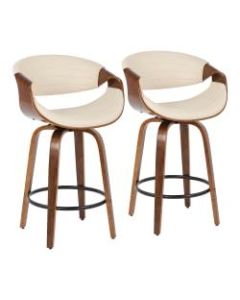 LumiSource Symphony Counter Stools, Walnut/Cream, Set Of 2 Stools