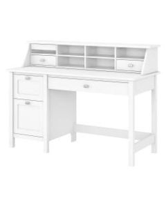Bush Furniture Broadview 54inW Computer Desk With 2-Drawer Pedestal And Organizer, Pure White, Standard Delivery