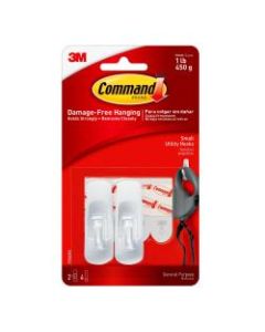 3M Command General Purpose Removable Plastic Hooks, Small, 1-Lb Capacity, Pack Of 2