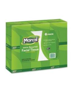 Marcal 100% Recycled Premium Fluff-Out Cube Facial Tissue, 80 Sheets Per Box, Case Of 6 Boxes