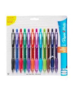 Paper Mate Profile Retractable Ballpoint Pens, Bold Point, 1.4 mm, Assorted Barrels, Assorted Ink Colors, Pack Of 12