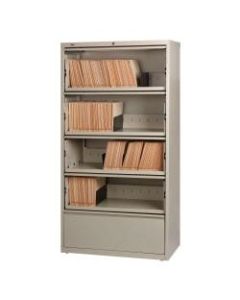 Lorell Fortress 36inW Lateral 5-Drawer File Cabinet With Roll-Out Shelves, Metal, Putty