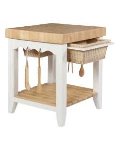 Powell Home Fashions Fresnel 2-Drawer Kitchen Island, 36-1/8inH x 29-3/4inW x 29-3/4inD, White/Natural