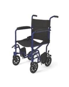 Medline Aluminum Transport Chair, 8in Wheels, Blue