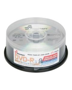 SKILCRAFT Built-In Burning and Encryption DVD-R Recordable Media With Spindle, 700MB/120 Minutes, Pack Of 25