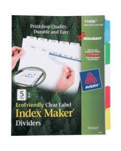 SKILCRAFT Index Maker Label Dividers, Clear, Set of 5