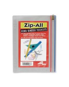 Anglers Zip-All Ring Binder Pocket, 8in x 10 1/2in, Clear