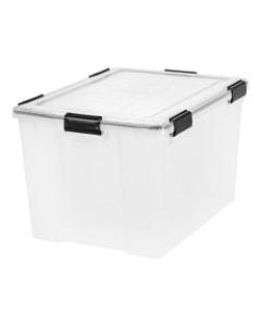 IRIS Weathertight Plastic Storage Container With Latch Lid, 14 1/2in x 17 3/4in x 23 5/8in, Clear