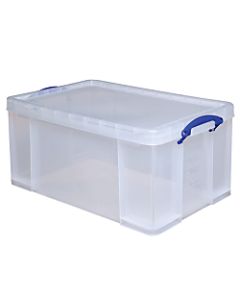 Really Useful Box Plastic Storage Container With Handles/Latch Lid, 28in x 17 5/16in x 12 1/4in, Clear