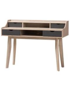 Baxton Studio Kian 4-Drawer Study Desk, Light Brown/Gray