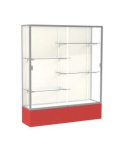 Waddell Spirit 4-Shelf Floor Display Case, 72inH x 60inW x 16inD, Red Base/Satin Finish