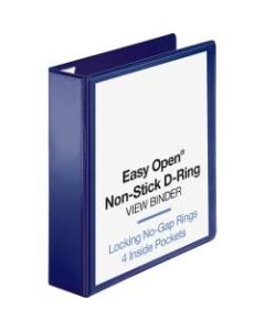 Sparco Easy-Open Nonstick View 3-Ring Binder, 2in D-Rings, Navy