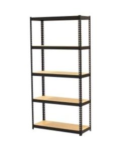 Lorell Narrow Steel Shelving - 60in Height x 30in Width x 12in Depth - Recycled - Black - Steel - 1Each