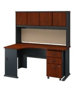 Bush Business Furniture Office Advantage Left Corner Desk With Hutch And Mobile File Cabinet, Hansen Cherry/Galaxy, Standard Delivery