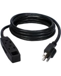 QVS 3-Outlet 3-Prong 25ft Power Extension Cord - For Computer - 120 V AC / 13 A - Black - 25 ft Cord Length - 1
