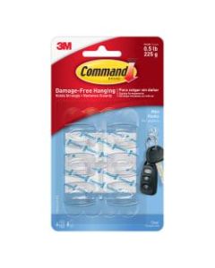 3M Command Removable Plastic Hooks, Mini, 0.5-Lb Capacity, Clear, Pack Of 6