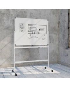 U Brands Double-Sided Magnetic Dry-Erase Whiteboard Mobile Easel, 48in x 36in, Metal Frame With White Finish