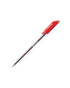 Office Depot Brand Crystal Stick Ballpoint Pens, 1.0 mm, Medium Point, Clear Barrel, Red Ink, Pack Of 12