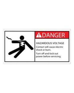 Tape Logic Durable Rectangle Safety Labels, DSL513, 2in x 4in, Danger Hazardous Voltage, Roll Of 25 Labels