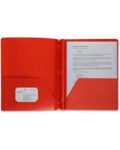 Business Source 3-Hole Punched Poly Portfolios - Letter - 8 1/2in x 11in Sheet Size - 50 Sheet Capacity - 3 x Prong Fastener(s) - 2 Pocket(s) - Poly - Red - 1 Each
