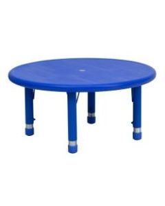 Flash Furniture 33inW Round Plastic Height-Adjustable Activity Table, Blue