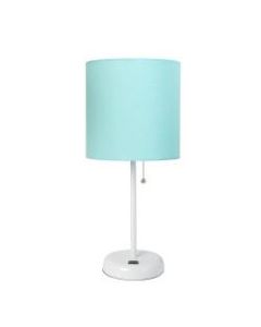 LimeLights Stick Lamp With USB Port, 19-12inH, Aqua Shade/White Base