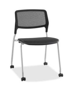 Lorell Armless Stackable Guest Chair, Mesh, Black, Set Of 2, Casters and Glides