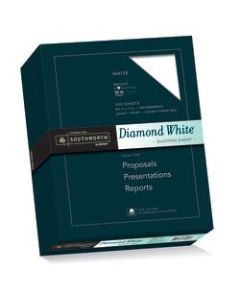 Southworth Diamond White 25% Cotton Business Paper, 8 1/2in x 11in, 20 Lb, White, Box Of 500