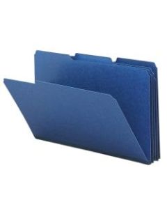 Smead 1/3-Cut Color Pressboard Tab Folders, Legal Size, 50% Recycled, Dark Blue, Box Of 25