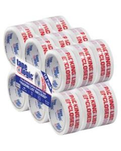 Tape Logic Packing List Enclosed Preprinted Carton Sealing Tape, 3in Core, 2in x 55 Yd., Red/White, Case Of 18